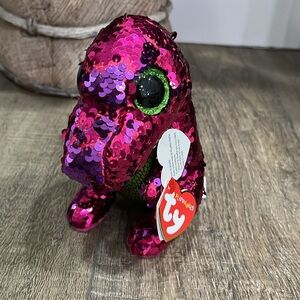 Ty Flippable STOMPY The Pink/Green Sequin Dinosaur - 6"NEW